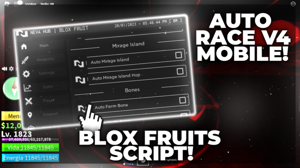 Script Blox Fruits Roblox! AUTO RACE V4 MOBILE